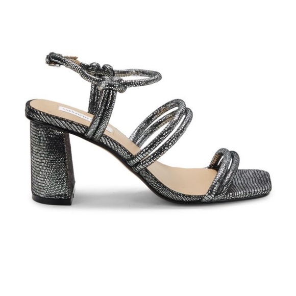 SAKS FIFTH AVENUE NWT Diana Lizard Embossed Leather Block Heel Sandals. ⭐️ - Picture 2 of 6